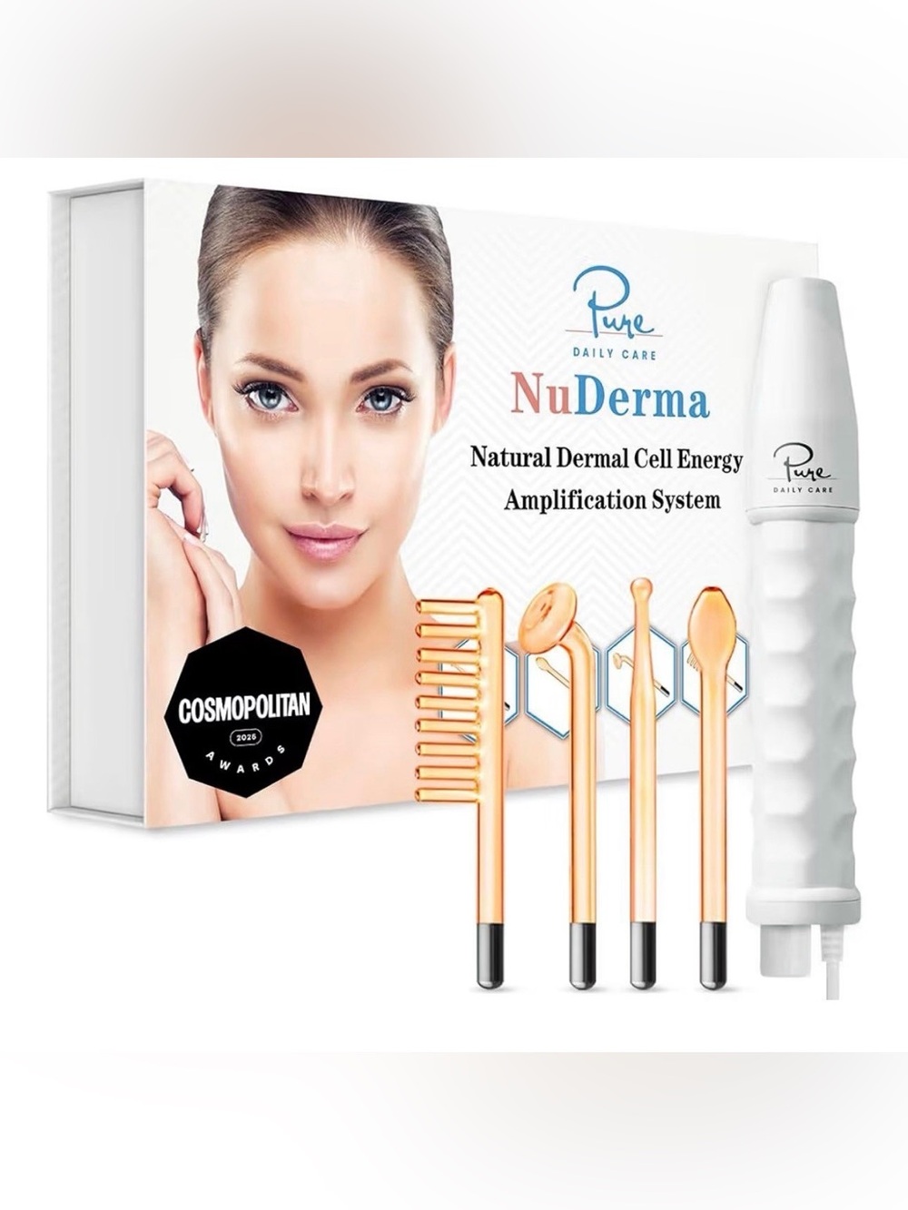 Pure Daily Care NuDerma Handheld Skin Therapy Wand Machine w/Neon